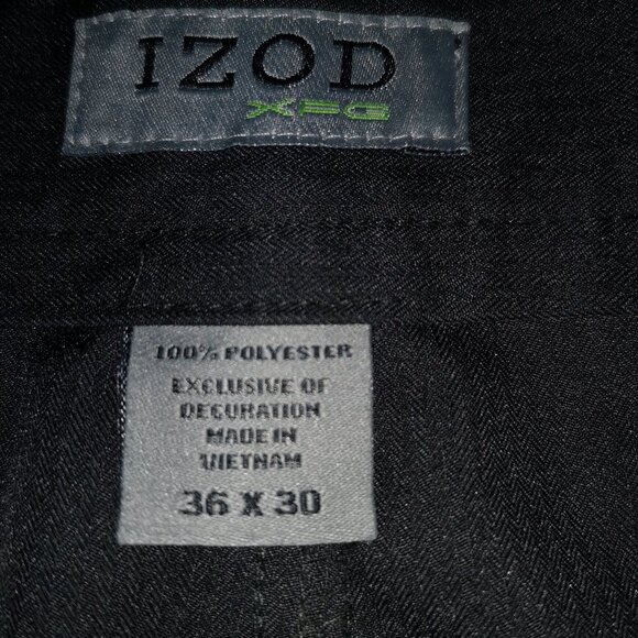 Izod XEG Men's Size 36/30 Straight Wide Leg Black Golf / Dress Pants - Picture 4 of 6